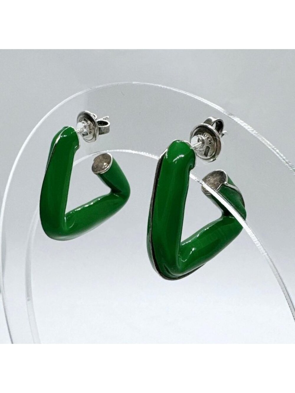 Bottega Veneta Triangle Hoop Earrings 925 Green View 3